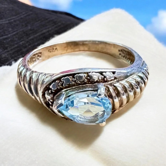 Blue Topaz Sterling Silver Ring (7) - Picture 7 of 14